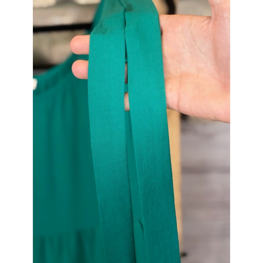 Jodifl Teal Green Tiered Tie Shoulder Sleeveless Shift Dress Womens Small - Picture 9 of 9